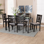 Load image into Gallery viewer, Baxton Studio Olympia Modern Grey Fabric And Espresso Brown Finished Wood 7-Piece Dining Set
