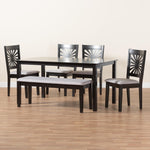 Load image into Gallery viewer, Baxton Studio Olympia Modern Grey Fabric And Espresso Brown Finished Wood 6-Piece Dining Set
