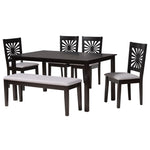 Load image into Gallery viewer, Baxton Studio Olympia Modern Grey Fabric And Espresso Brown Finished Wood 6-Piece Dining Set
