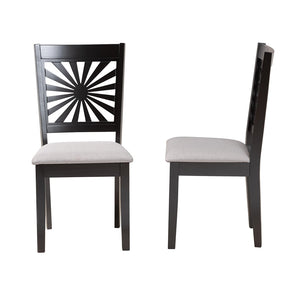 Baxton Studio Olympia Modern Grey Fabric And Espresso Brown Finished Wood 2-Piece Dining Chair Set