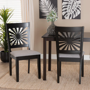 Baxton Studio Olympia Modern Grey Fabric And Espresso Brown Finished Wood 2-Piece Dining Chair Set