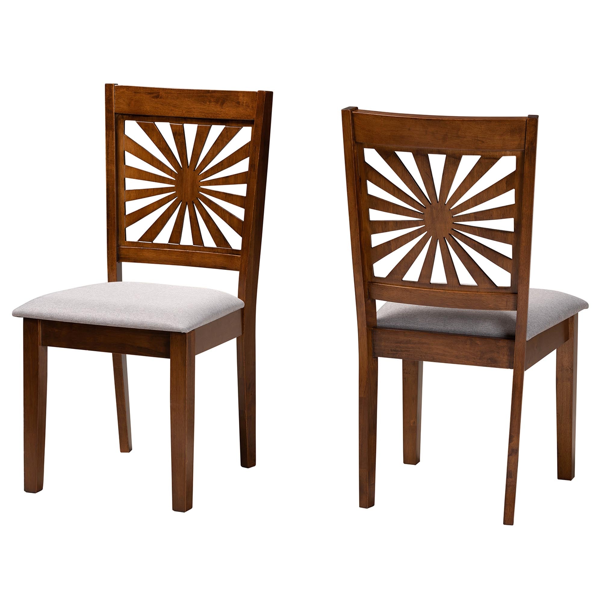 Baxton Studio Olympia Modern Grey Fabric And Walnut Brown Finished Wood 2-Piece Dining Chair Set