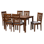 Load image into Gallery viewer, Baxton Studio Olympia Modern Grey Fabric And Walnut Brown Finished Wood 7-Piece Dining Set
