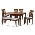 Load image into Gallery viewer, Baxton Studio Olympia Modern Grey Fabric And Walnut Brown Finished Wood 6-Piece Dining Set
