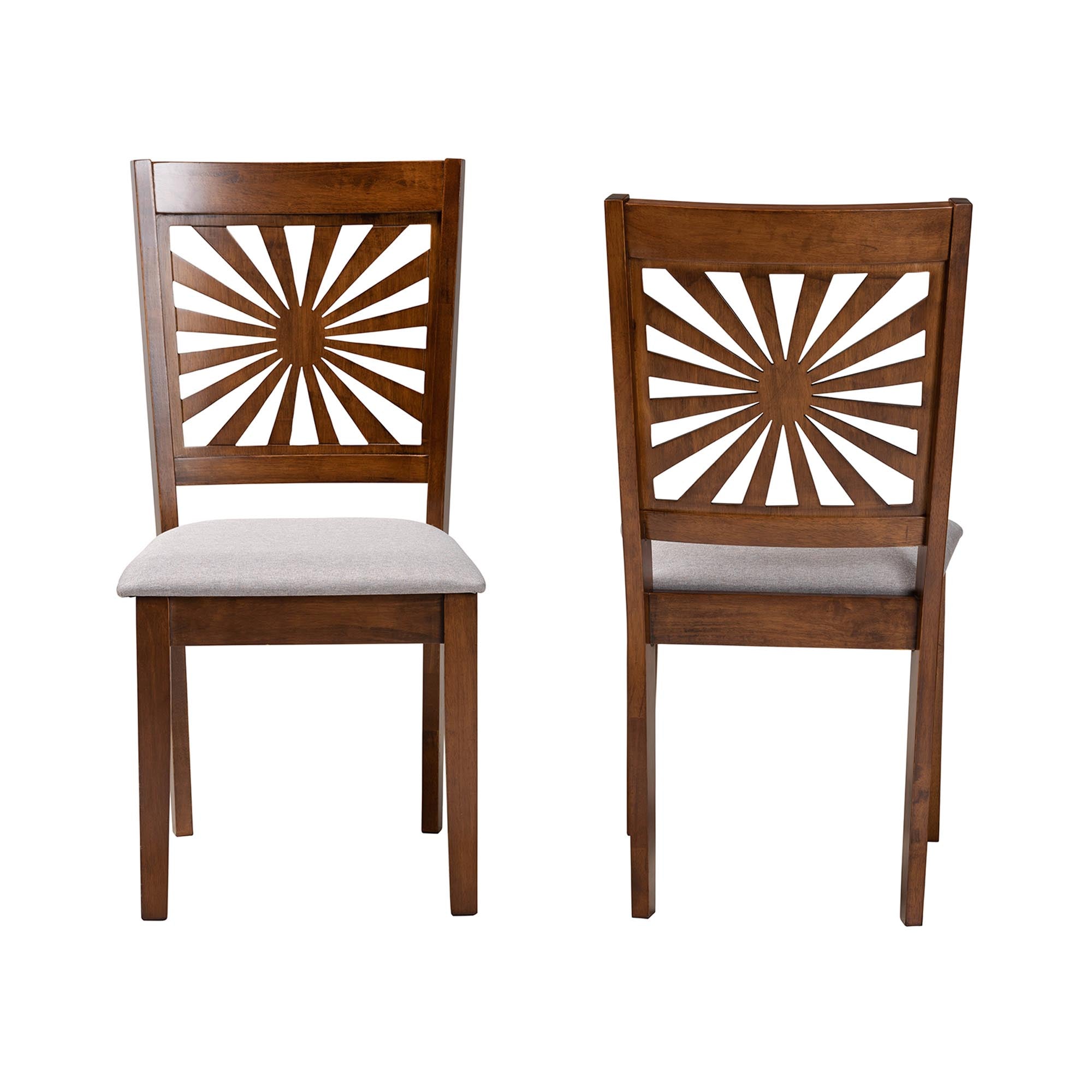 Baxton Studio Olympia Modern Grey Fabric And Walnut Brown Finished Wood 2-Piece Dining Chair Set