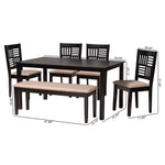 Load image into Gallery viewer, Baxton Studio Deanna Modern Beige Fabric And Dark Brown Finished Wood 6-Piece Dining Set
