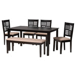 Load image into Gallery viewer, Baxton Studio Deanna Modern Beige Fabric And Dark Brown Finished Wood 6-Piece Dining Set
