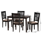 Load image into Gallery viewer, Baxton Studio Deanna Modern Beige Fabric And Dark Brown Finished Wood 5-Piece Dining Set
