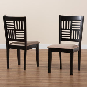 Baxton Studio Deanna Modern Beige Fabric And Dark Brown Finished Wood 2-Piece Dining Chair Set