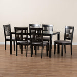 Load image into Gallery viewer, Baxton Studio Deanna Modern Grey Fabric And Dark Brown Finished Wood 7-Piece Dining Set
