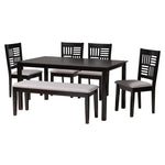 Load image into Gallery viewer, Baxton Studio Deanna Modern Grey Fabric And Dark Brown Finished Wood 6-Piece Dining Set
