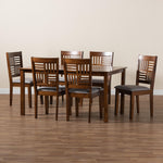 Load image into Gallery viewer, Baxton Studio Deanna Modern Grey Fabric And Walnut Brown Finished Wood 7-Piece Dining Set
