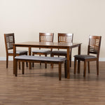 Load image into Gallery viewer, Baxton Studio Deanna Modern Grey Fabric And Walnut Brown Finished Wood 6-Piece Dining Set
