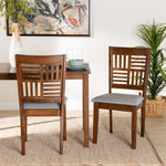 Load image into Gallery viewer, Baxton Studio Deanna Modern Grey Fabric And Walnut Brown Finished Wood 2-Piece Dining Chair Set
