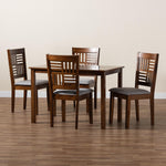 Load image into Gallery viewer, Baxton Studio Deanna Modern Grey Fabric And Walnut Brown Finished Wood 5-Piece Dining Set
