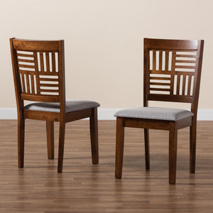 Baxton Studio Deanna Modern Grey Fabric And Walnut Brown Finished Wood 2-Piece Dining Chair Set