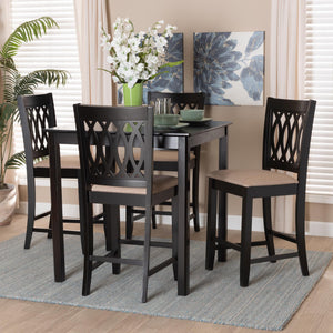 Baxton Studio Florencia Modern Beige Fabric And Espresso Brown Finished Wood 5-Piece Pub Set