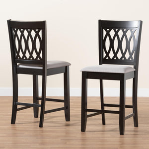 Baxton Studio Florencia Modern Grey Fabric And Espresso Brown Finished Wood 2-Piece Counter Stool Set