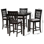 Load image into Gallery viewer, Baxton Studio Florencia Modern Grey Fabric And Espresso Brown Finished Wood 5-Piece Pub Set
