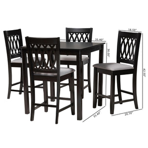 Baxton Studio Florencia Modern Grey Fabric And Espresso Brown Finished Wood 5-Piece Pub Set