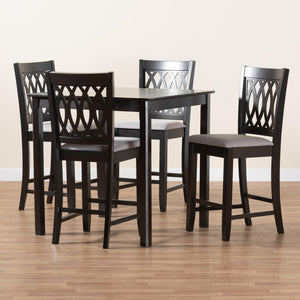 Baxton Studio Florencia Modern Grey Fabric And Espresso Brown Finished Wood 5-Piece Pub Set