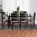 Load image into Gallery viewer, Baxton Studio Genesis Modern Beige Fabric And Dark Brown Finished Wood 7-Piece Dining Set
