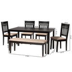 Load image into Gallery viewer, Baxton Studio Genesis Modern Beige Fabric And Dark Brown Finished Wood 6-Piece Dining Set
