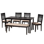 Load image into Gallery viewer, Baxton Studio Genesis Modern Beige Fabric And Dark Brown Finished Wood 6-Piece Dining Set
