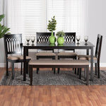 Load image into Gallery viewer, Baxton Studio Genesis Modern Beige Fabric And Dark Brown Finished Wood 6-Piece Dining Set
