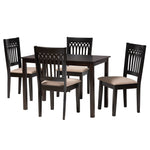 Load image into Gallery viewer, Baxton Studio Genesis Modern Beige Fabric And Dark Brown Finished Wood 5-Piece Dining Set
