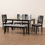 Load image into Gallery viewer, Baxton Studio Genesis Modern Grey Fabric And Dark Brown Finished Wood 6-Piece Dining Set
