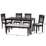 Load image into Gallery viewer, Baxton Studio Genesis Modern Grey Fabric And Dark Brown Finished Wood 6-Piece Dining Set
