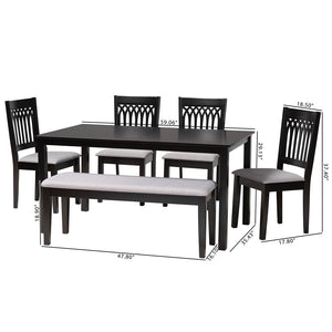 Baxton Studio Genesis Modern Grey Fabric And Dark Brown Finished Wood 6-Piece Dining Set