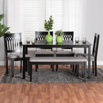 Load image into Gallery viewer, Baxton Studio Genesis Modern Grey Fabric And Dark Brown Finished Wood 6-Piece Dining Set
