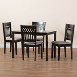 Load image into Gallery viewer, Baxton Studio Genesis Modern Grey Fabric And Dark Brown Finished Wood 5-Piece Dining Set
