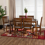 Load image into Gallery viewer, Baxton Studio Genesis Modern Grey Fabric And Walnut Brown Finished Wood 7-Piece Dining Set
