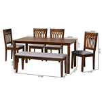 Load image into Gallery viewer, Baxton Studio Genesis Modern Grey Fabric And Walnut Brown Finished Wood 6-Piece Dining Set
