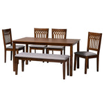 Load image into Gallery viewer, Baxton Studio Genesis Modern Grey Fabric And Walnut Brown Finished Wood 6-Piece Dining Set
