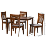 Load image into Gallery viewer, Baxton Studio Genesis Modern Grey Fabric And Walnut Brown Finished Wood 5-Piece Dining Set
