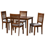 Load image into Gallery viewer, Baxton Studio Genesis Modern Grey Fabric And Walnut Brown Finished Wood 5-Piece Dining Set
