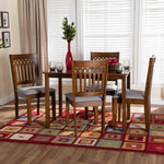 Load image into Gallery viewer, Baxton Studio Genesis Modern Grey Fabric And Walnut Brown Finished Wood 5-Piece Dining Set
