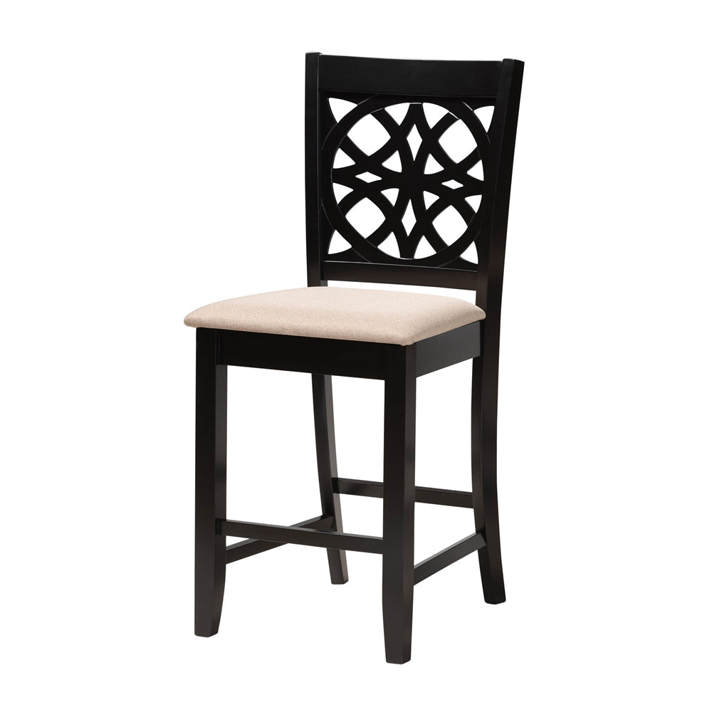 Baxton Studio Abigail Modern Beige Fabric And Dark Brown Finished Wood 5-Piece Pub Set