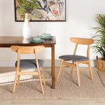 Load image into Gallery viewer, Baxton Studio Ulyana Mid-Century Grey Fabric And Natural Brown Finished Wood 2-Piece Dining Chair Set
