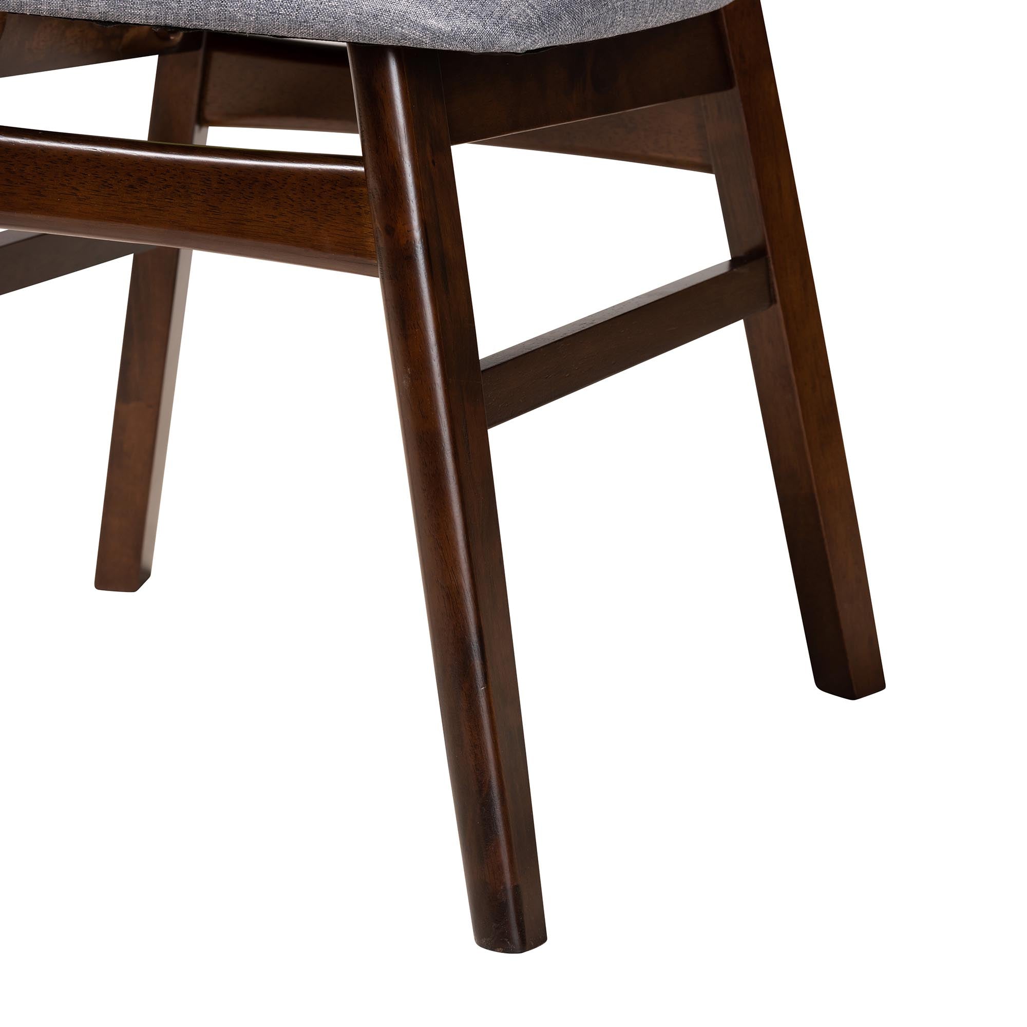 Baxton Studio Ulyana Mid-Century Grey Fabric And Dirty Oak Finished Wood 2-Piece Dining Chair Set