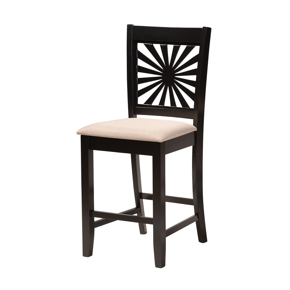 Baxton Studio Olympia Modern Beige Fabric And Espresso Brown Finished Wood 5-Piece Pub Set