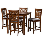 Load image into Gallery viewer, Baxton Studio Olympia Modern Grey Fabric And Walnut Brown Finished Wood 5-Piece Pub Set
