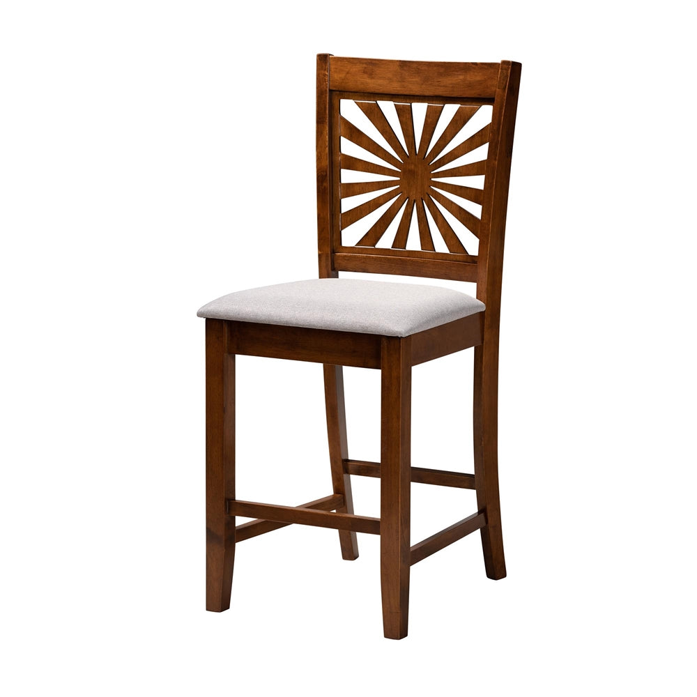 Baxton Studio Olympia Modern Grey Fabric And Walnut Brown Finished Wood 5-Piece Pub Set