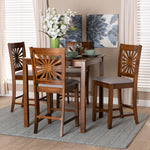 Load image into Gallery viewer, Baxton Studio Olympia Modern Grey Fabric And Walnut Brown Finished Wood 5-Piece Pub Set
