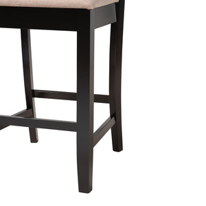 Baxton Studio Deanna Modern Beige Fabric And Dark Brown Finished Wood 2-Piece Counter Stool Set