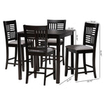 Load image into Gallery viewer, Baxton Studio Deanna Modern Grey Fabric And Dark Brown Finished Wood 5-Piece Pub Set
